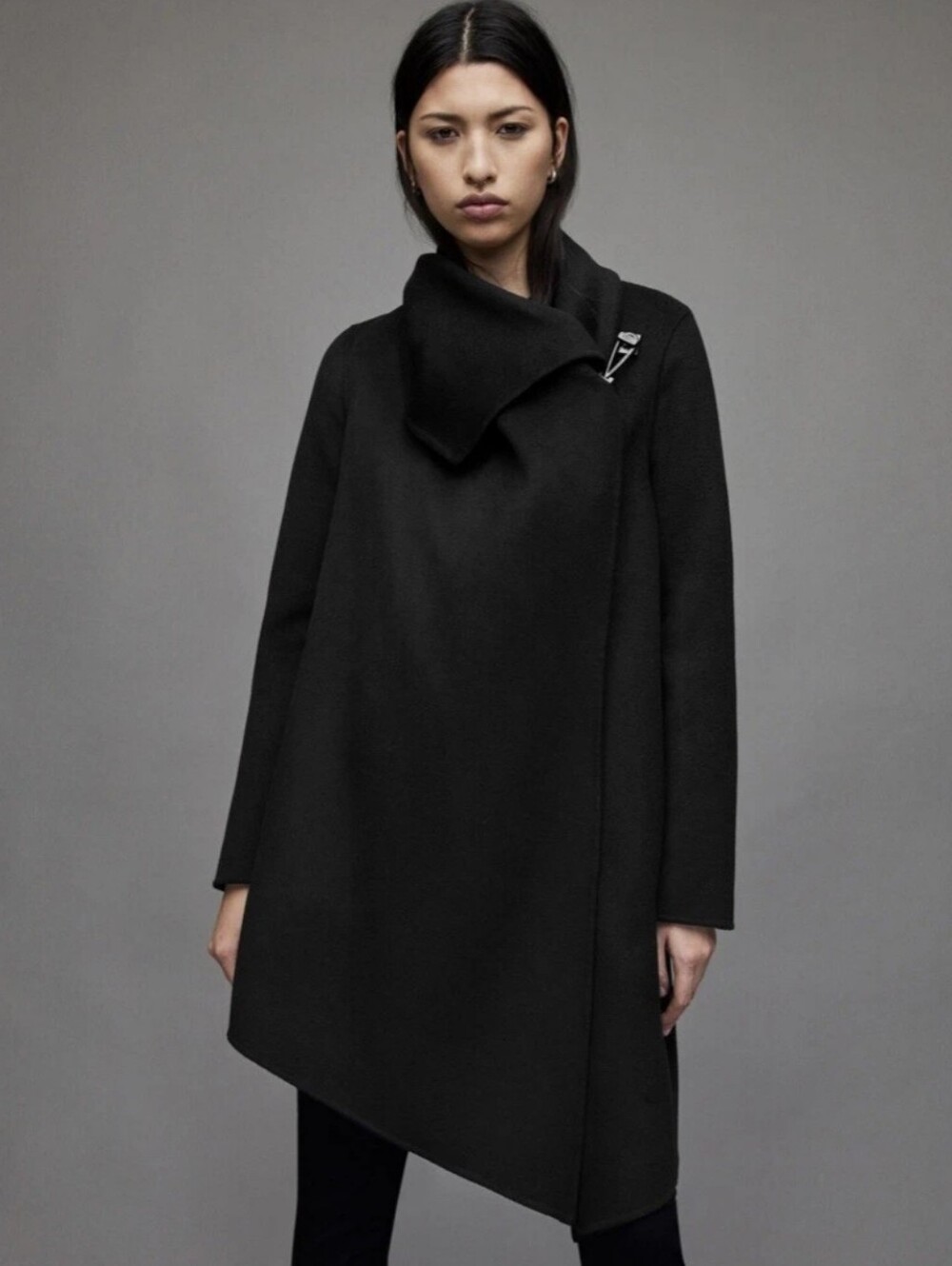 All Saints Monument Eve Black‎ Wool Blend Oversized Coat Jacket